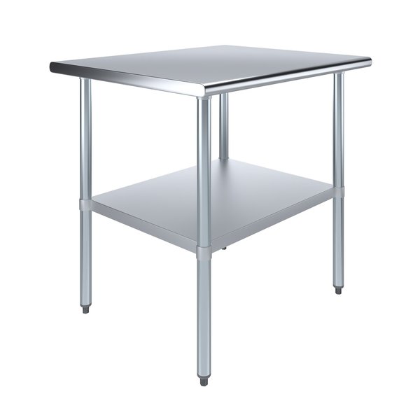 Amgood Stainless Steel Metal Table with Undershelf, 36 Long X 30 Deep AMG WT-3036